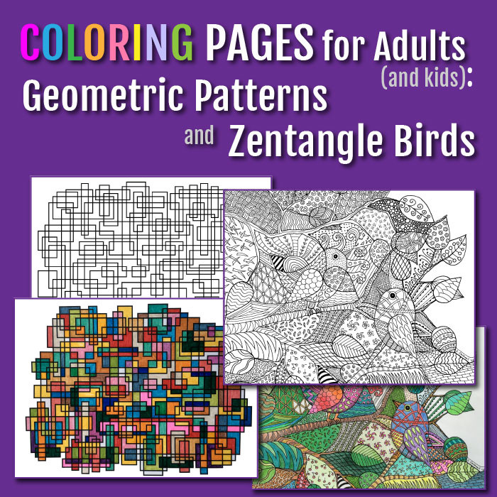 Coloring Pages April 2015 - Geometric Patterns and Zentangle Birds