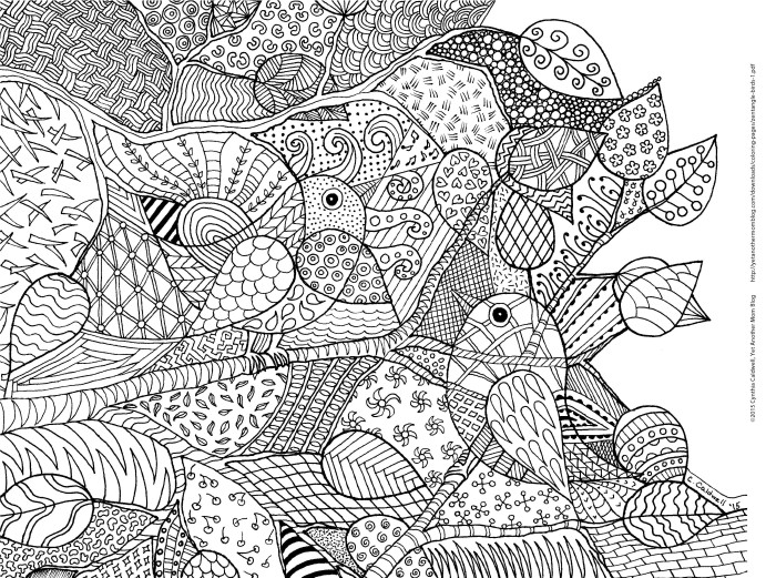 Zentangle Birds Coloring Page