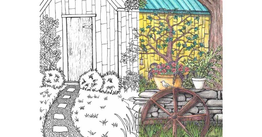 Adult Coloring Page Garden Theme