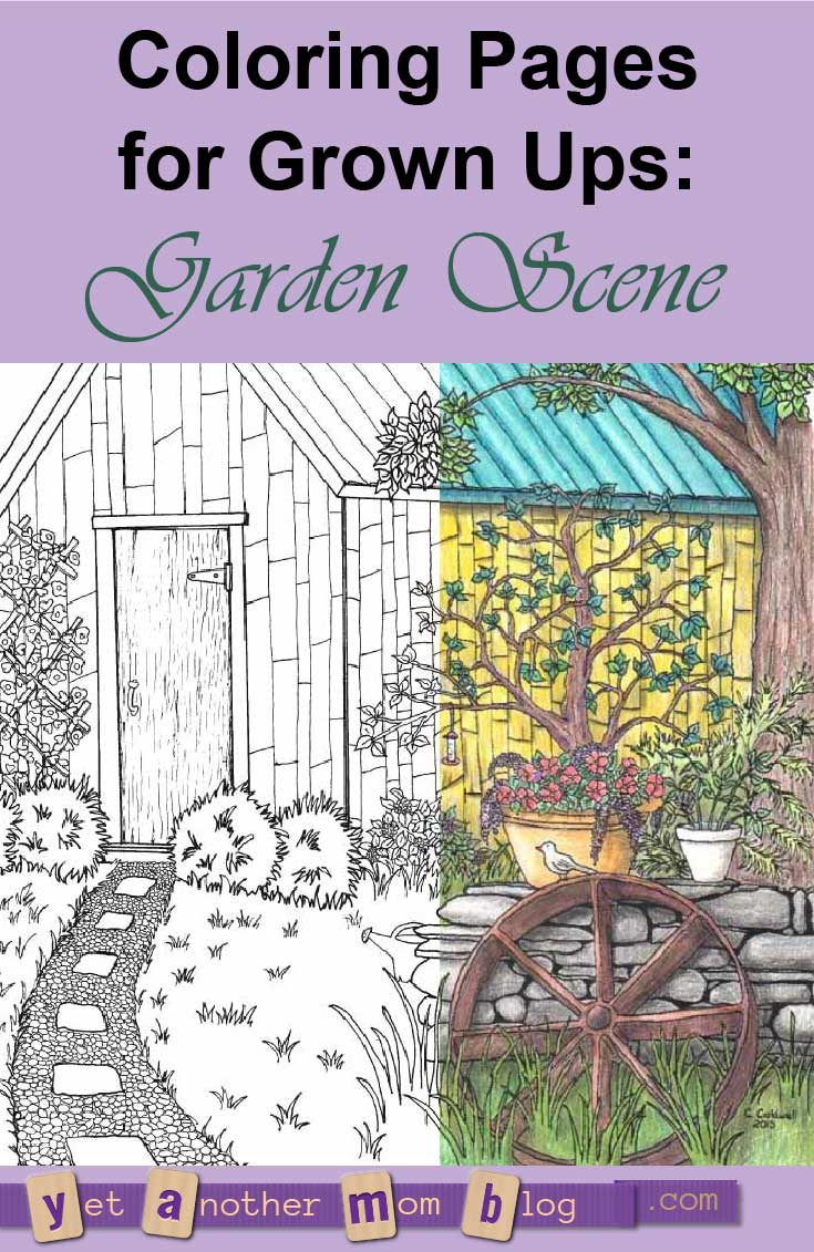 Coloring Page for Grown Ups: Garden Scene —Yet Another Mom Blog