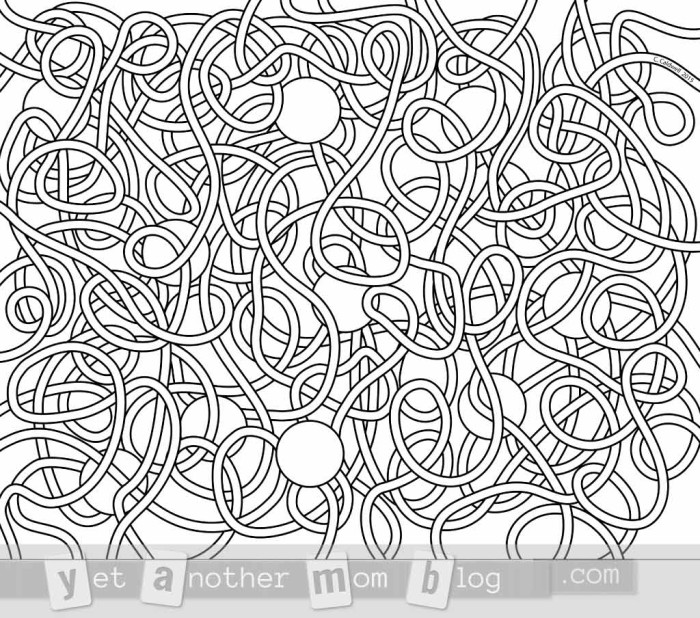 Coloring Page for Grown Ups: Abstract Spaghetti and Meatballs