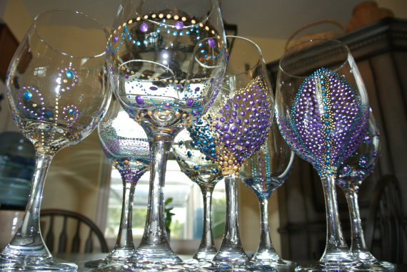 70+ Uses for Puffy Paint: customized wine glasses