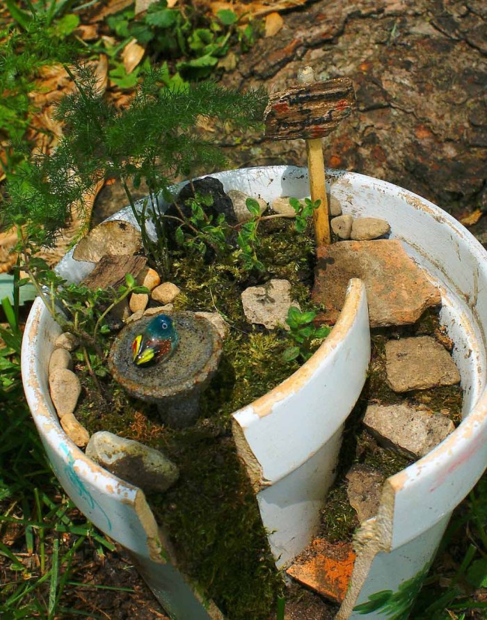 Fairy Garden DIY Using Broken Flower Pot