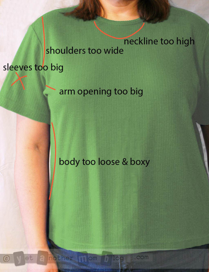 similar green shirt before alteration with markup
