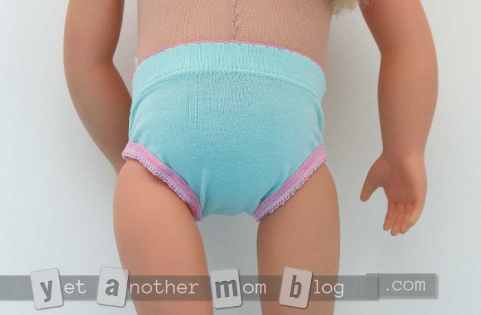 American Girl/OG doll underwear, completed back view