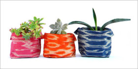 ikat fabric planters