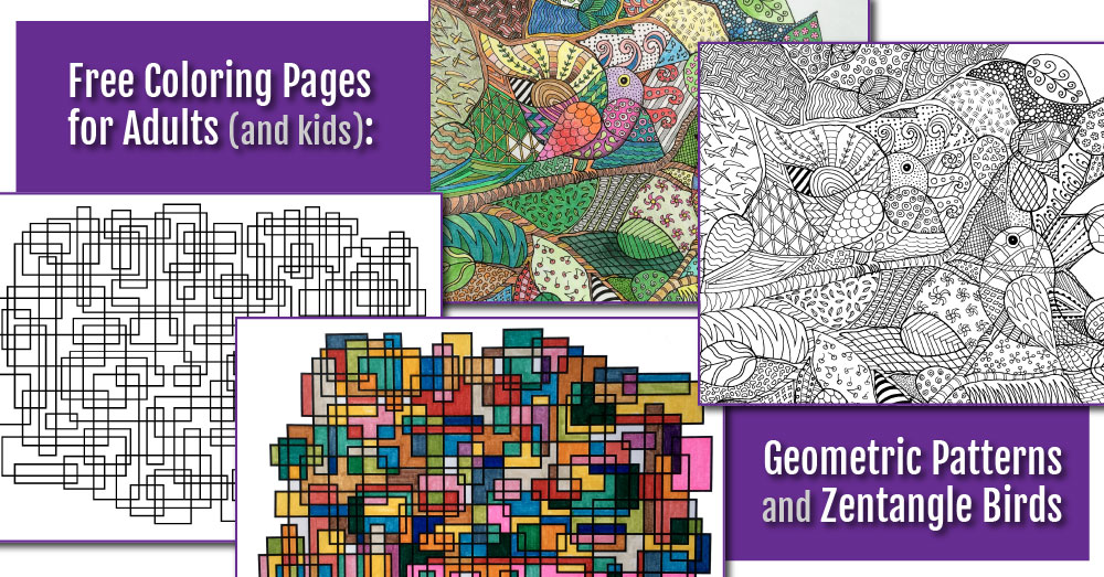 Free Zentangle Coloring Page and Abstract Geometric Coloring Page