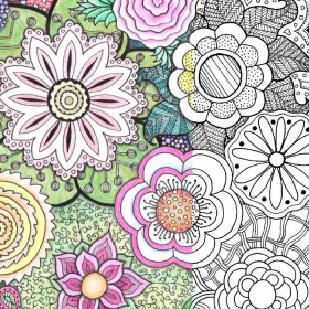 Free Coloring Pages for Adults: Zentangle Flowers