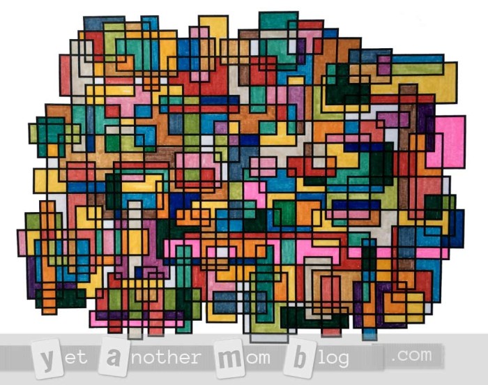 Geometric Rectangles Coloring Page - colored sample