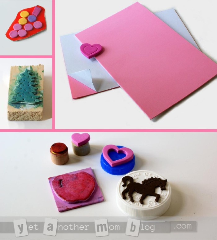 DIY foam stamps made from foam stickers