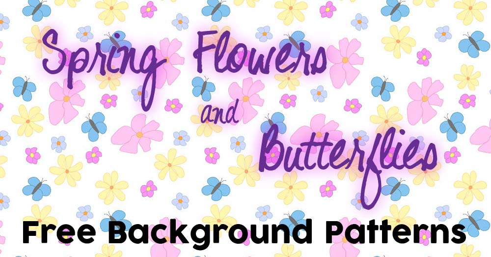 Spring Flowers and Butterflies Background Pattern Freebie
