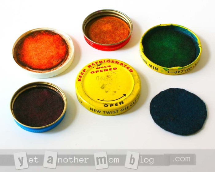 vintage DIY stamp pads from food coloring that still work today