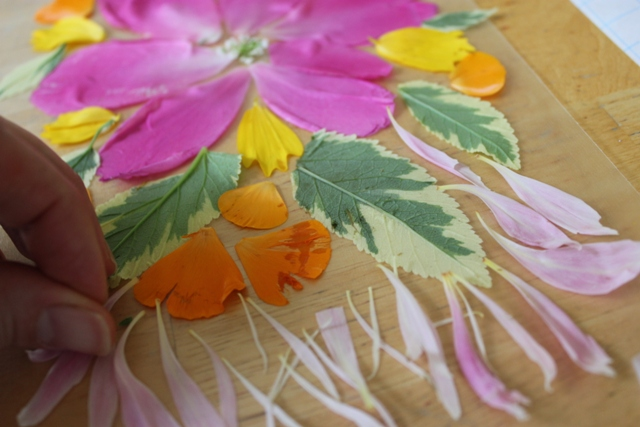The-Artful-Parent-Flower-petal-stained-glass-door-in-progress