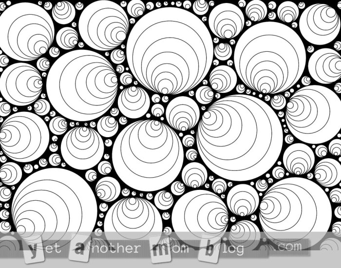 Coloring Page for Grownups: concentric circles with black background