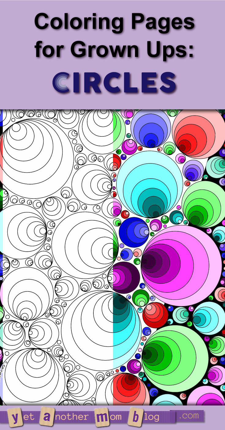 Coloring Pages for Adults: Geometric Circles. Two variations available: white or black background. These concentric circles may make you dizzy! 