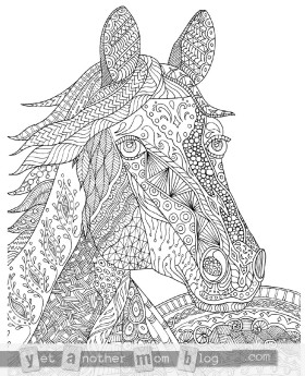 Zentangle Horse Coloring Page