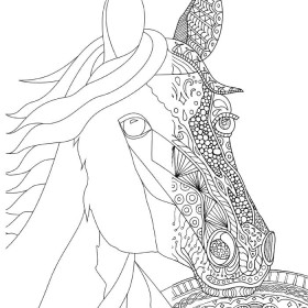 Coloring Pages for Adults: Zentangle Horse or Easy Horse