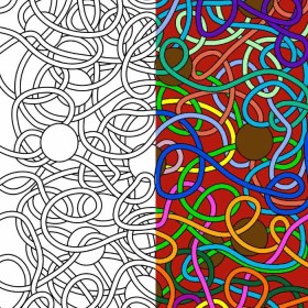 Coloring Pages: Abstract Spaghetti & Meatballs