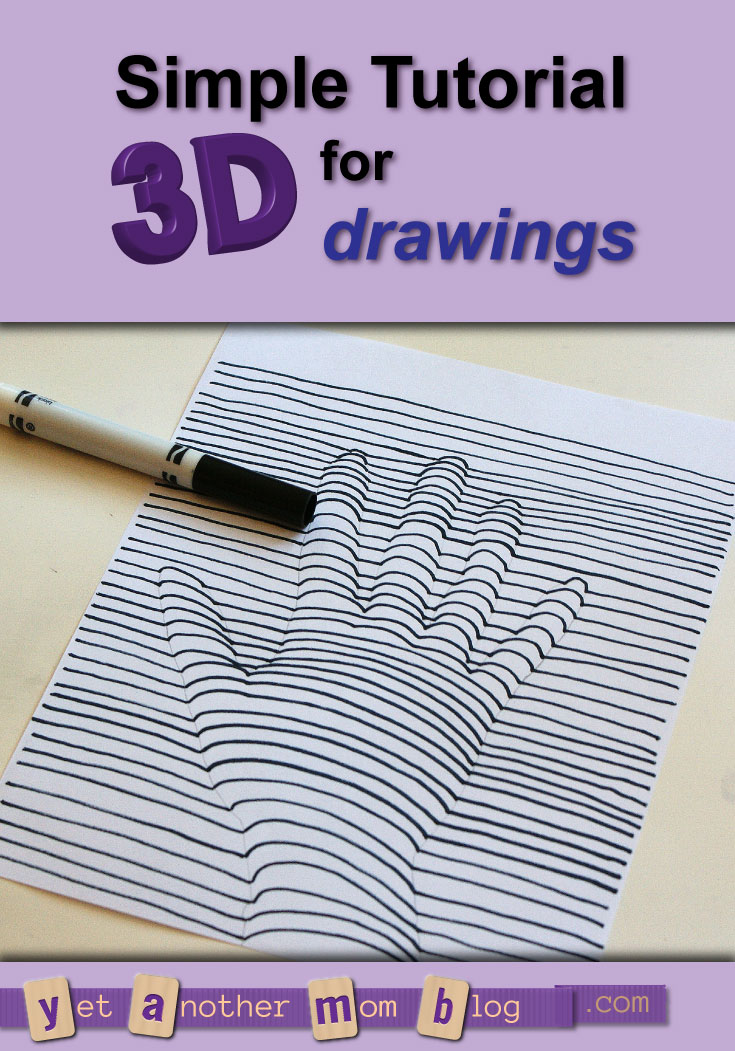 Simple Tutorial for 3D drawings - leave as-is or color for even more coolness!