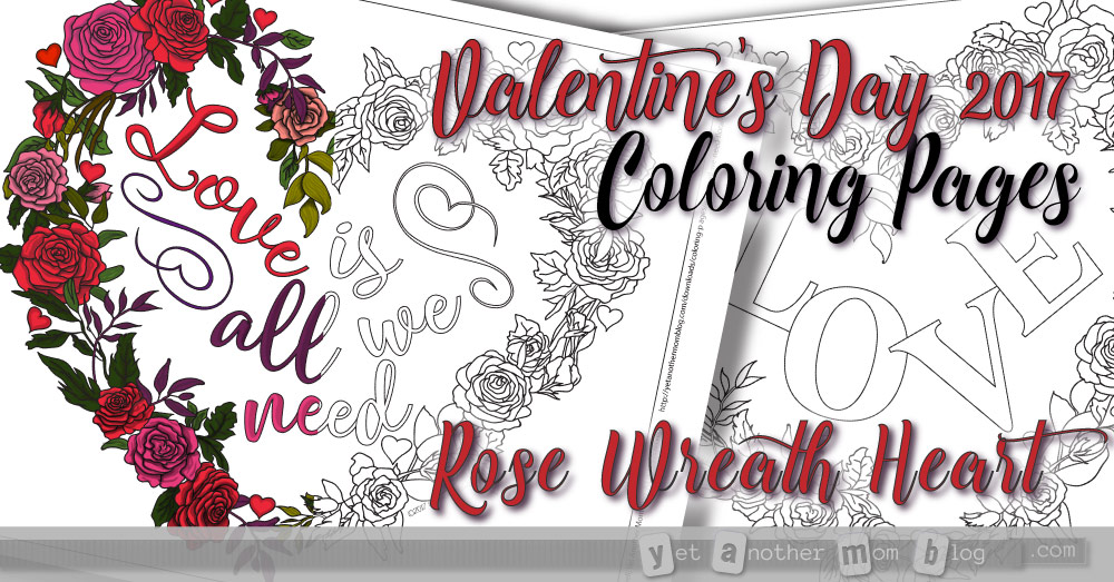 Valentine's Day Coloring Pages - Heart Wreath of Roses