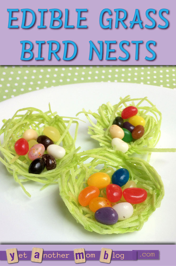 Use edible grass to make these cute edible bird nests, perfect for jelly beans!
