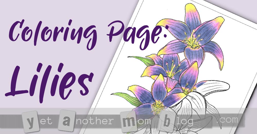 Free PDF Downloadable Coloring Page: Lilies - perfect spring coloring page for Easter!